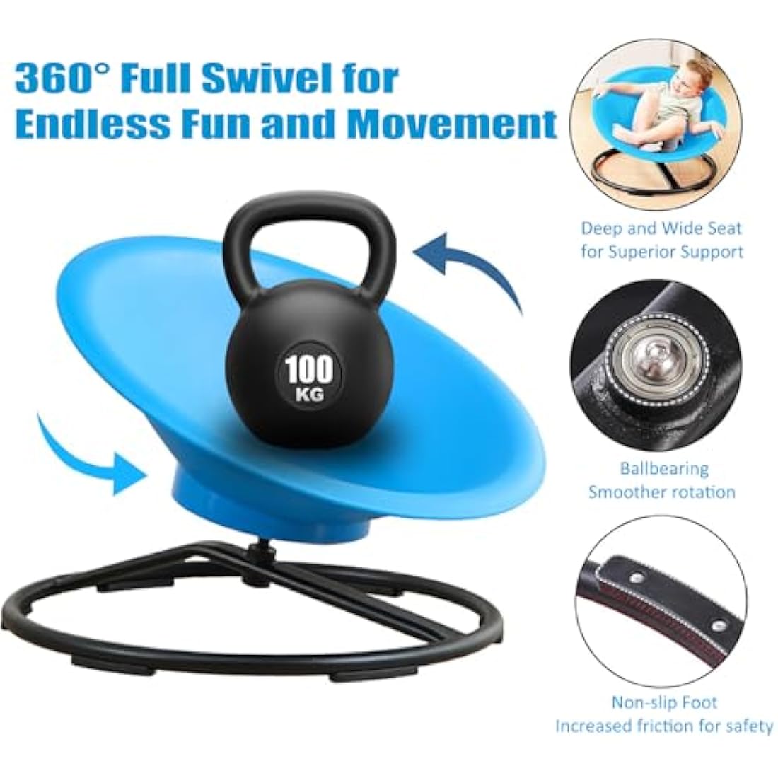 Large Sensory Spinning Chair for Autism,65cm Completely Wrapped 360° Swivel Chair for Kids,Autism Sensory Equipment Comfortable to Lie Down sit and Spin,Training Body Science Toy