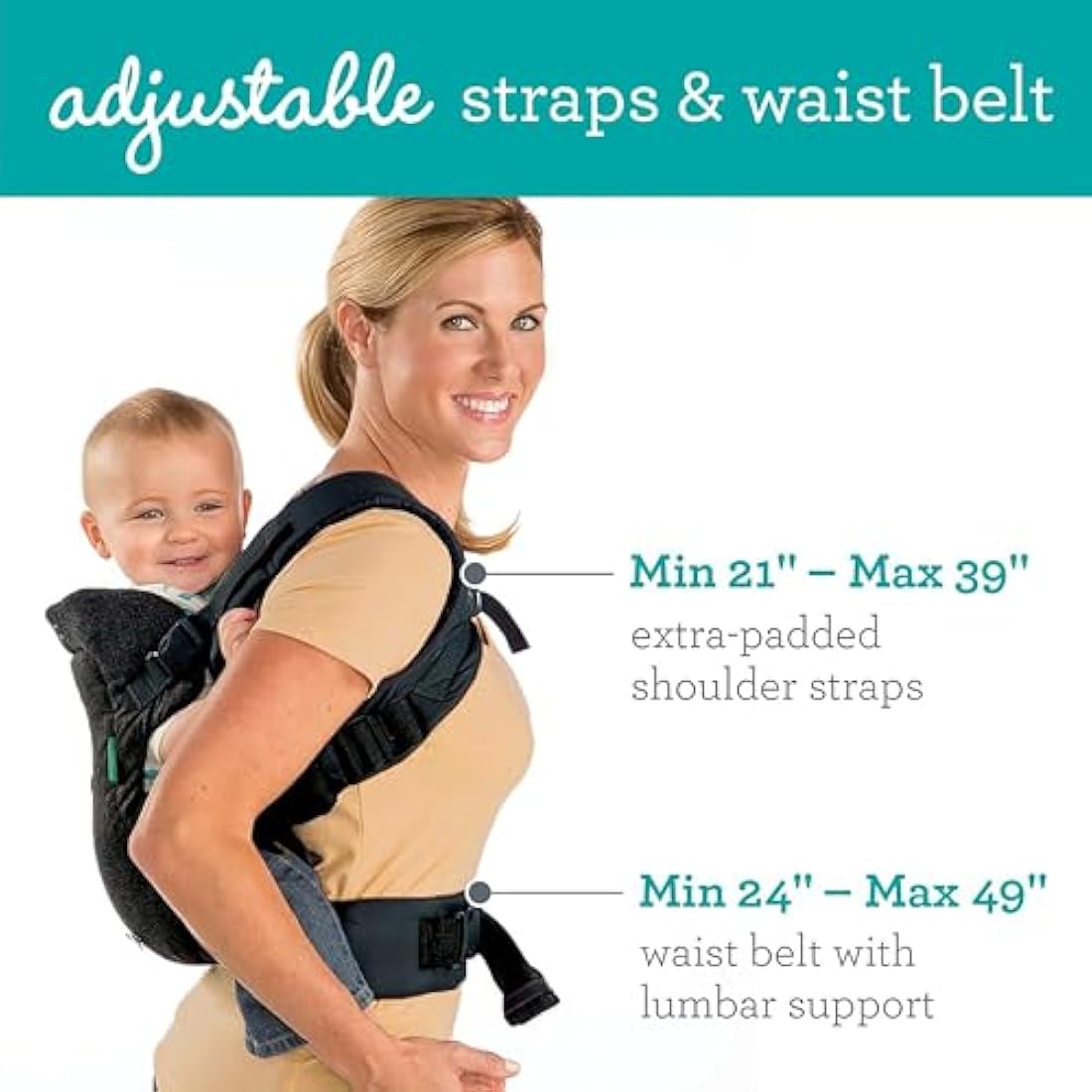 Infantino Flip Advanced 4-in-1 Baby Carrier - Ergonomic, Convertible, Face-in and Face-Out Front and Back Baby Carrier for Newborn to Toddler 3,6-14,5kg, Black