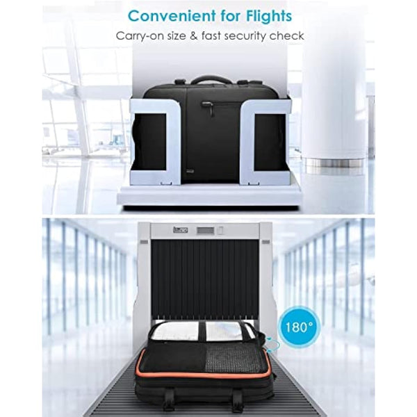 HOMIEE Easyjet Cabin Bags 22-40L Expandable Travel Backpack 45x30x17 Underseat Carry On Backpack Flight Approved Hand Luggage Suitcase 15.6 Inch Laptop Rucksack Fit Casual Daypack School Bag Black