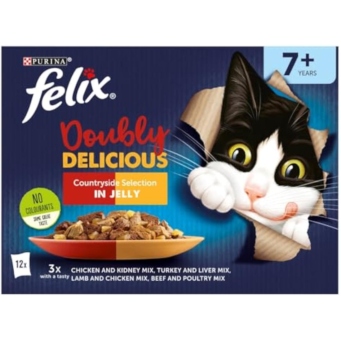 Felix As Good As It Looks Doubly Delicious 7+ Senior Wet Cat Food Meat in Jelly, 12 x 100 g Pouch