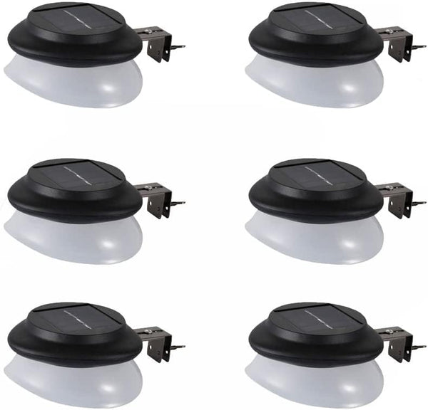 AVEKI Solar Fence Gutter Lights, 9 LED Solar Powered Garden Outdoor Lights Waterproof Security Lamp for Outdoor Garden Fence Wall Lobby Pathway (Black 6p)