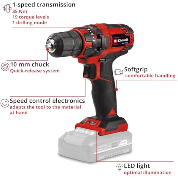 Einhell 4513927 TC-CD 18/35 Li-Solo Power X-Change Lithium-Ion Cordless Speed Electronic Unit without Battery or Charger, 18.5 cm*19.5 cm*6.3 cm