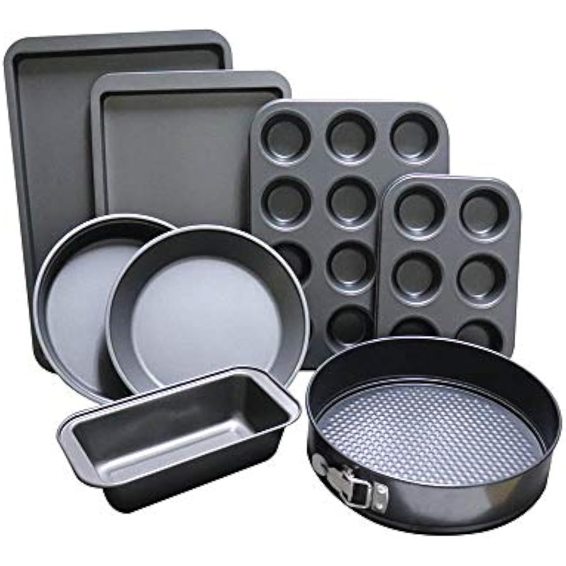 8-Piece Non Stick Bakeware Set Baking Set- with Muffin Tray, Oven Tray, Cake Pan, Loaf Pan & Spring Form Cake Tin