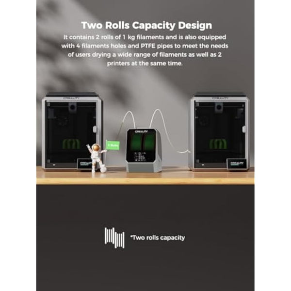 Creality Filament Space Dry Box Plus for 2 Pack Filament, Dust-Proof and Moisture-Proof, Storage Box Keeping Filaments Dry During 3D Printing, Filament Spool Holder Dryer