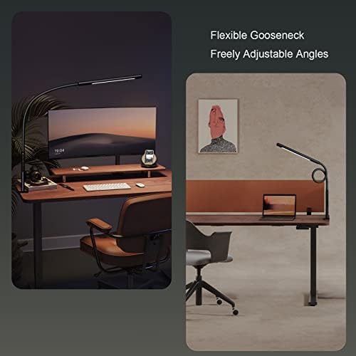 EYOCEAN Desk Lamp, LED Desk Lamp Desk Light with Flexible Gooseneck 12W Swing Arm Lamp Eye-Care Desk Light with Clamp Adjustable Color Temperature & Brightness Touch Sensitive Control Timing/Memory