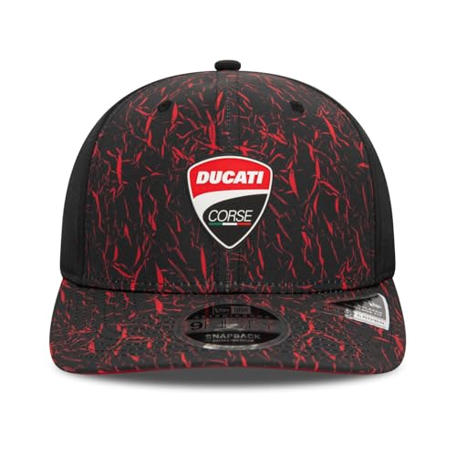 New Era Adult's 9Fifty Crinkle AOP Ducati Motor Logo Baseball Cap Hat Black