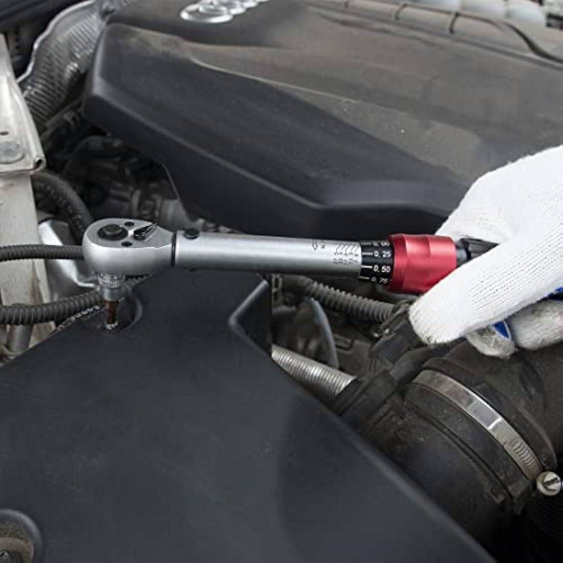 FOURROBBER Torque Wrench 1/4-inch Drive Click Dual-Direction Adjustable 90-Tooth Torque Wrench 5-30Nm,Accuracy ± 3%