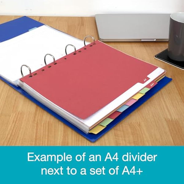 Elba A4+ (Extra Wide), 10 Part Card Dividers, Assorted, 5 Sets