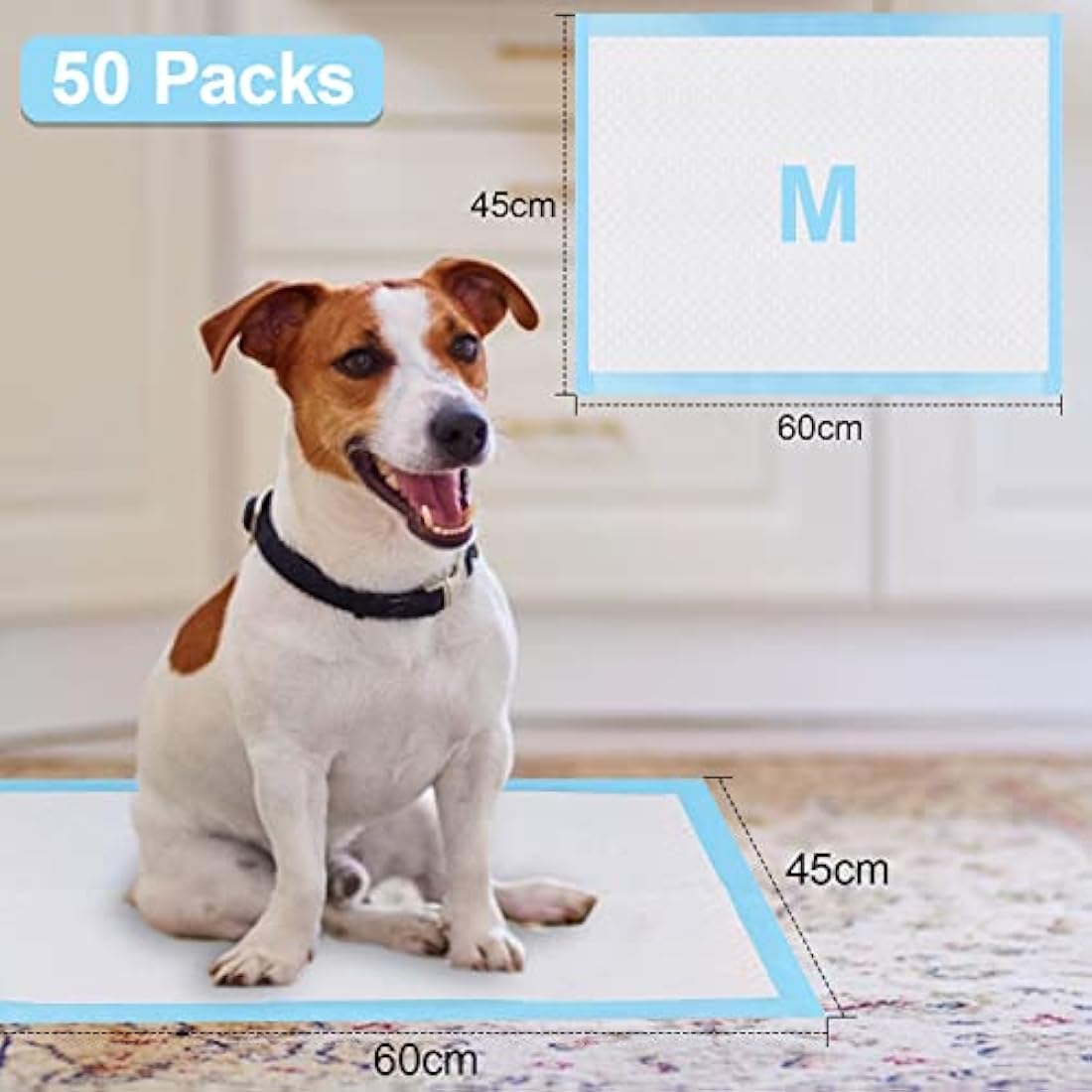RCruning-EU 50 PACK Puppy Training Pads for Dog Pet Pee Absorbent Toilet Pee Wee Mat Anti Slip Leakproof (60 * 45CM)