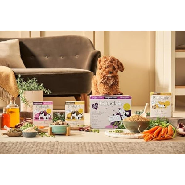 Forthglade Complete Natural Wet Dog Food - Wholegrain Variety Pack (12 x 395g) Trays - Chicken & Duck with Wholegrain Oats & Vegetables - Puppy Dog Food 2-12 months