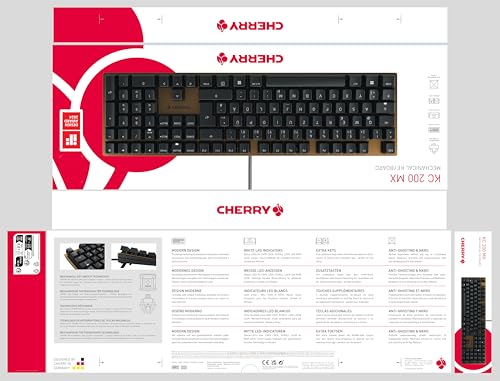 CHERRY KC 200 MX, Mechanical Office Keyboard with Anodised Metal Plate, UK Layout (QWERTY), Wired, MX2A BROWN SWITCHES, Bronze/Black