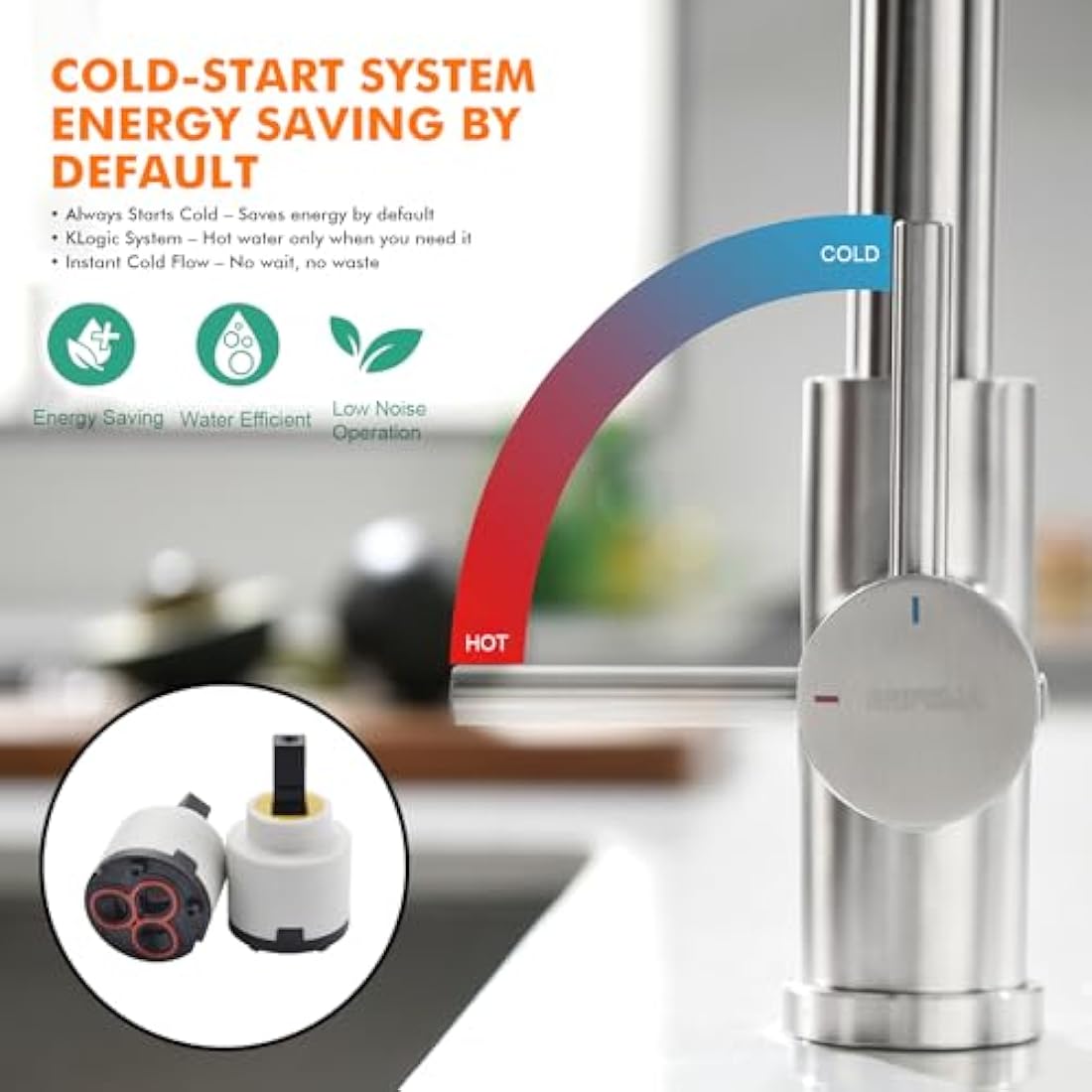 GRIFEMA G4008 Kitchen Sink Taps Mixer with Single Lever High Arc 360°Swivel, Stainless Steel Kitchen Mixer Taps 1 hole with Chrome Finish, Classic Design[Energy Class A+]