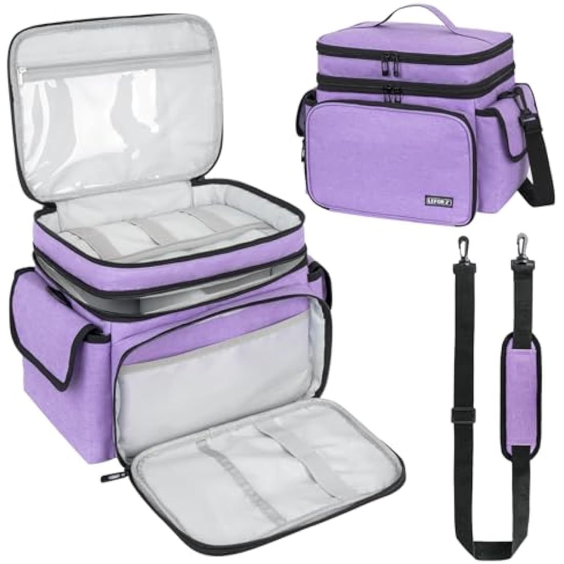 LEFOR·Z Extra Large Sewing Box,Double-Layer Sewing Bags,Protable Travel Sewing Box Organiser for Sewing Accessories Storage and Sewing Tools,Purple(Bag Only)