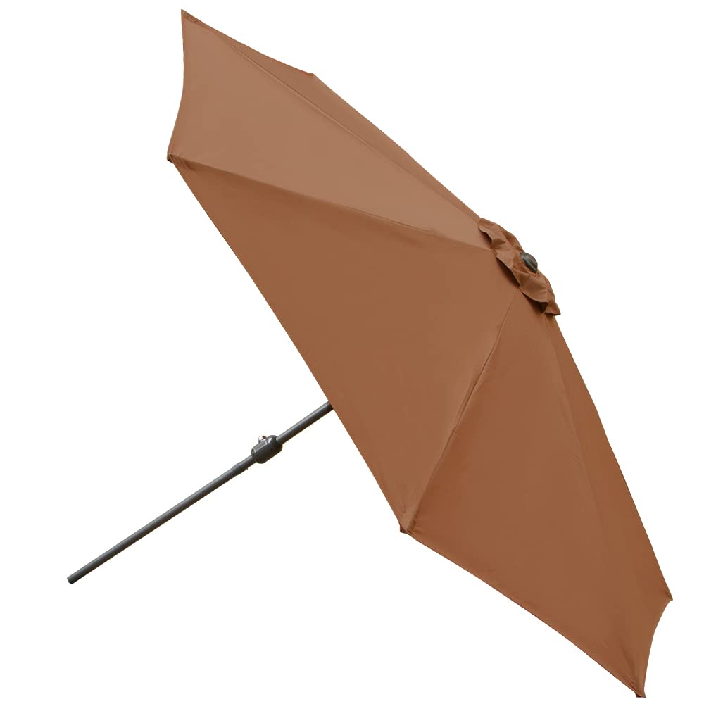 Greenbay 2.7m Round Parasol - Tilt Sun Shade Canopy Umbrella for Outdoor Garden Patio Summer Camping- Coffee