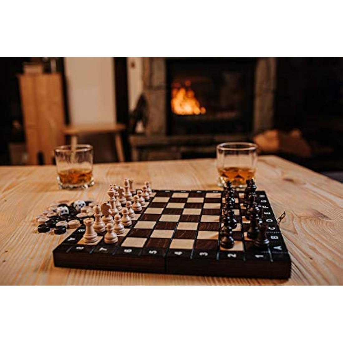 3in1 Backgammon Chess and Checkers Set | Master of Chess | Small Wooden Chess Board 26 cm | Handmade Portable Chess Draughts/Drafts and Backgammon Set for Adults and For Kids