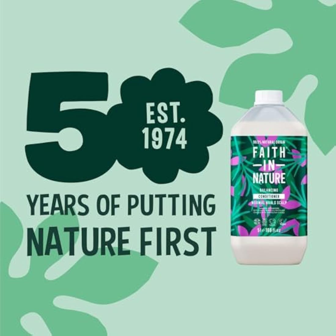 Faith In Nature Natural Lavender & Geranium Conditioner, Balancing for Normal Hair & Scalp, Vegan & Cruelty Free, No SLS, Silicones or Parabens, 5L Refill Pack