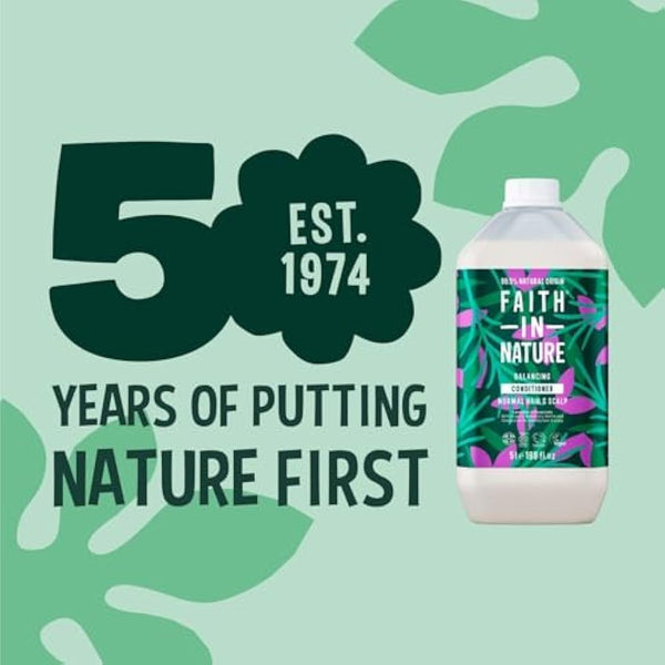 Faith In Nature Natural Lavender & Geranium Conditioner, Balancing for Normal Hair & Scalp, Vegan & Cruelty Free, No SLS, Silicones or Parabens, 5L Refill Pack
