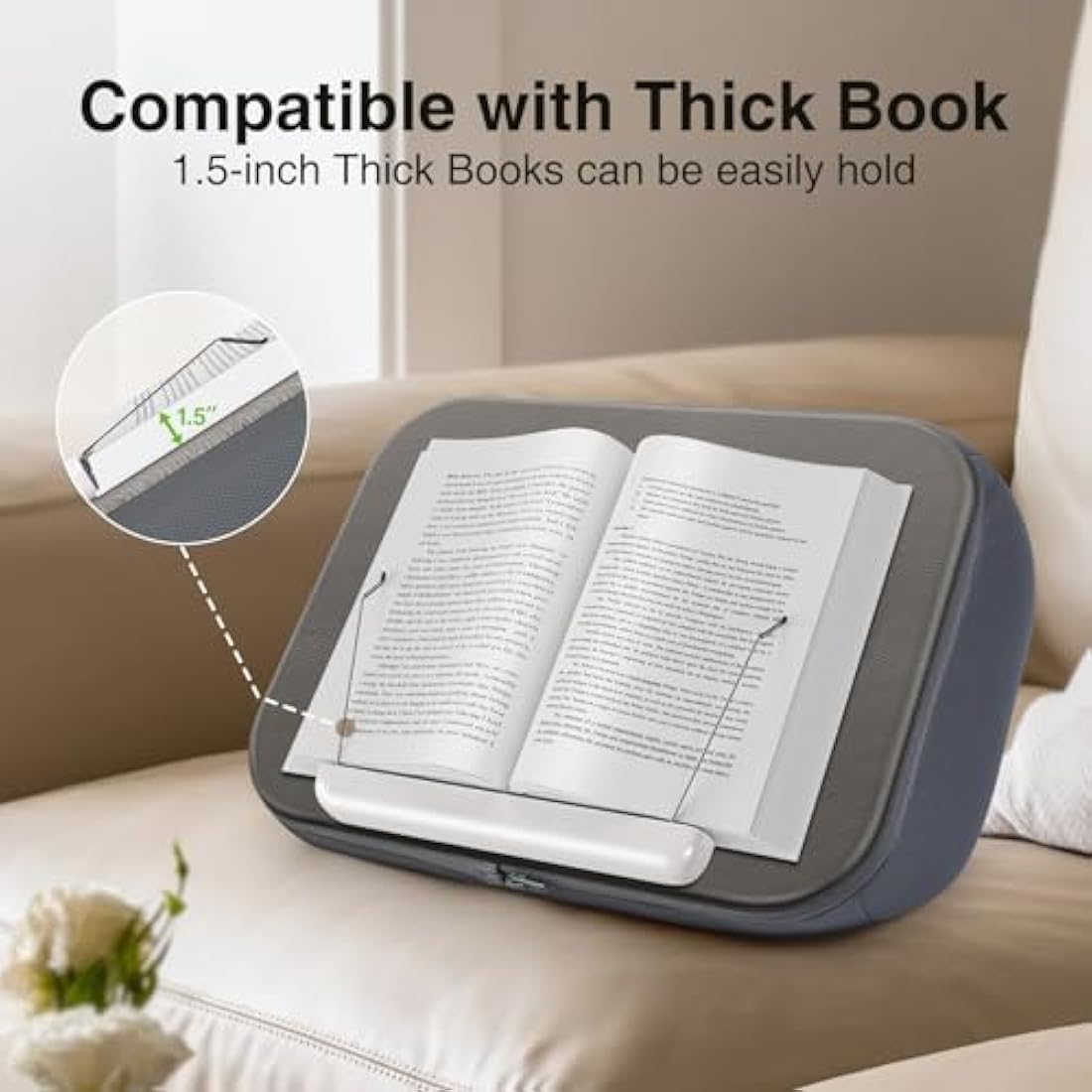 elitehood Book Stand, Comfortable Pillow Book Holder for Reading in Bed, Bed Book Lap Holder with Pillow Pad for Hand Free - Minimize Neck Strain & Perfect Idea for Book Lovers in Anywhere