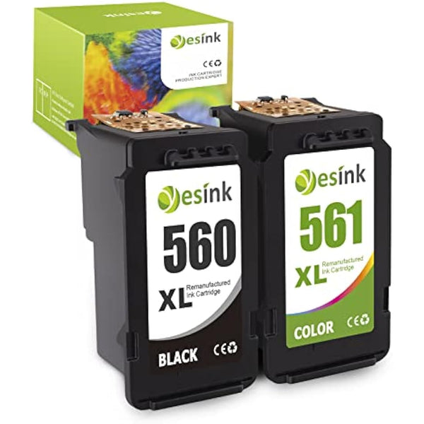 560 561 Ink Cartridges Replacement for Canon 560 561 560xl 561xl PG-560XL CL-561XL Ink Cartridges for Canon Pixma TS5350 TS7450 TS5351 TS5352 TS5353 TS7451 (1 Black, 1 Colour)
