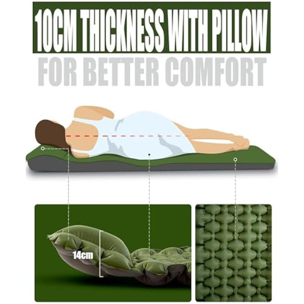 AKSOUL Self Inflating Sleeping Mat for Camping: 8-12CM Thickness Single Camp Mattress, Double Joinable Camping Inflatable Mat