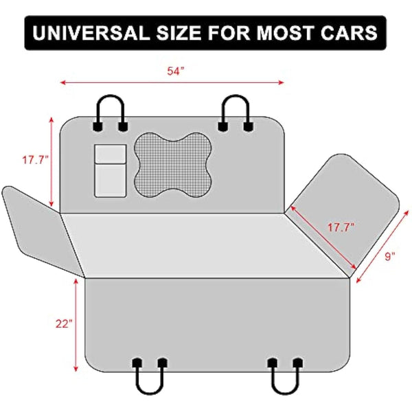 PLUTUS PET Dog Car Seat Cover for Back Seat with Side Flaps and Mesh Window, Waterproof Anti-scratch Nonslip Dog Hammock for Cars, Trucks and SUVs