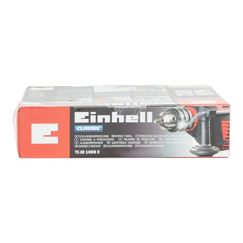 Einhell TC-ID 1000 E Impact Drill | Hammer Drill With Auxiliary Handle, Soft Grip, Speed Control | 1010W Electric Drill With Percussion Hammer Drilling Function , Red