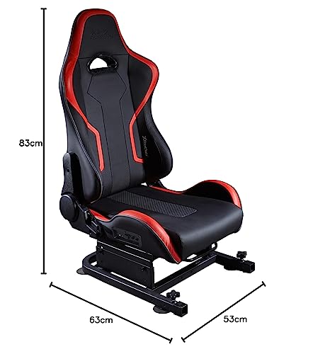 X-Rocker CHICANE Racing Sim Cockpit Racing Chair, Racing Rear Seat Frame for Steering Wheel Stands, Driving Simulation Chair with Adjustable Sliders and Adjustable Height for Racing Rig - BLACK