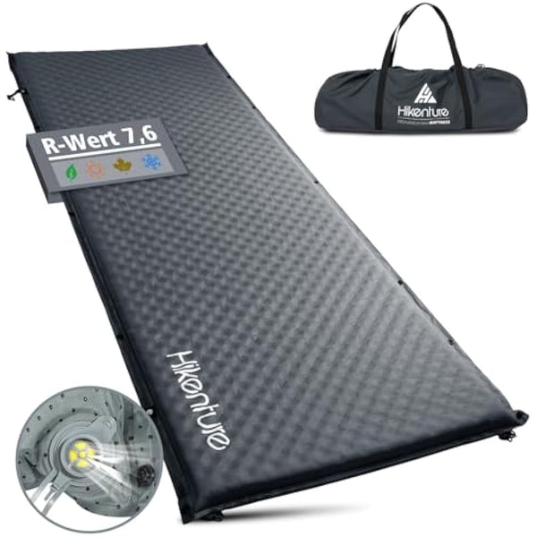 HIKENTURE Self-Inflating Sleeping Mat, 5 cm Thick Foam Camping Mattress, Self-Inflating Air Mattress, Comfortable Sleeping Mat for Camping, Outdoor, Hiking, Travel, Tent (Dark Grey A3)