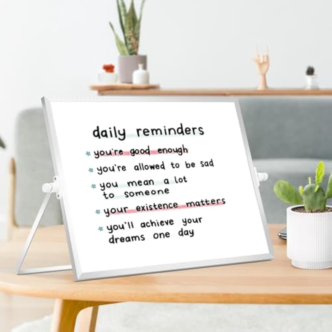 DOLLAR BOSS Magnetic Desktop Whiteboard 30x40cm Double Sided Dry Erase Small White Board with Stand, A3 Mini Whiteboard 8 Pens, 1 Eraser, 6 Magnets, for Kids Students Back to School Supplies