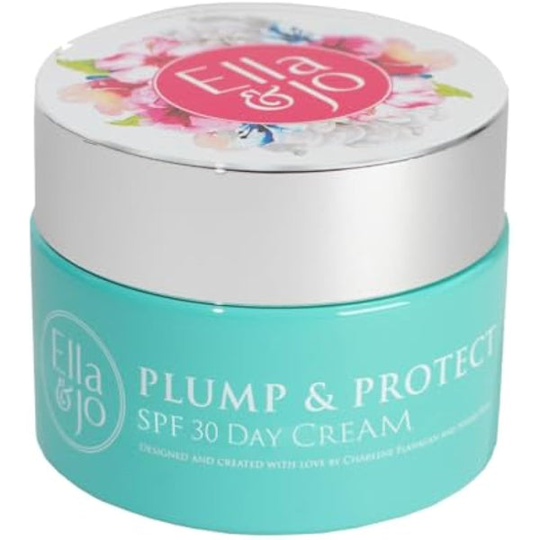 Ella & Jo Plump & Protect Day Cream, SPF 30 + UVA/B Protection, Hyaluronic Acid, Ceramides & Glycerin, Anti-Blue Light Filter, Hydrating Face Moisturiser