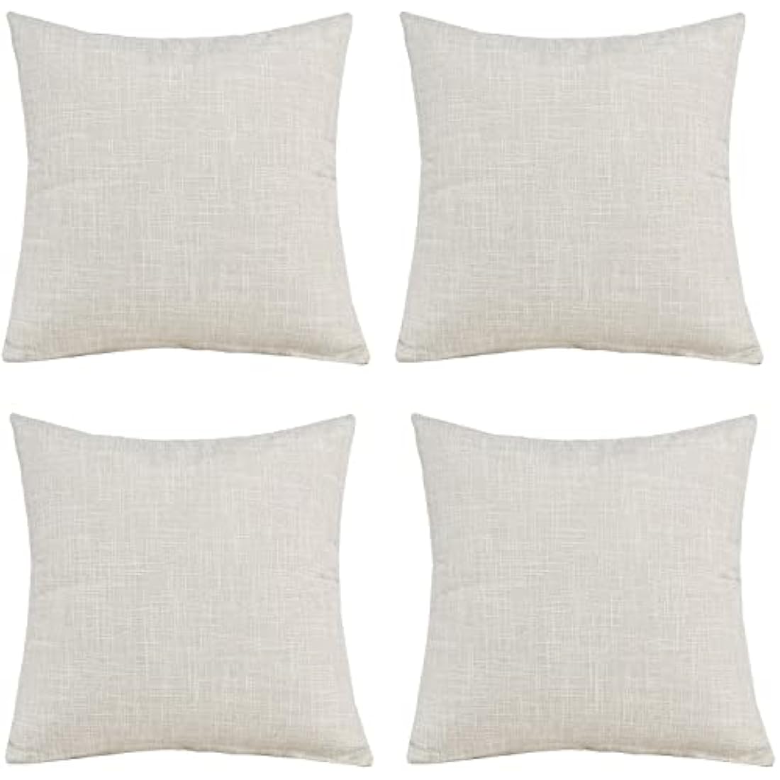 GONOVE Cushion Covers 60×60cm Solid Soft Cotton Linen Throw Pillow Cover Set of 4 Decorative Plain Pillowcase Square Cushion Cover for Home Sofa Bed Chair Décor, Beige