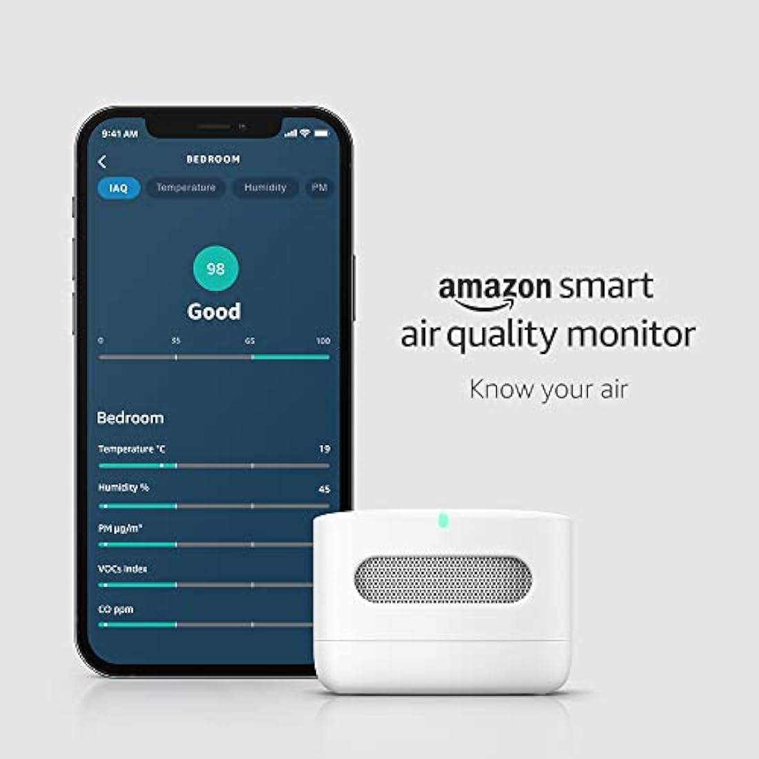 Amazon Smart Air Quality Monitor (Newest gen) | Know your air, Works with Alexa