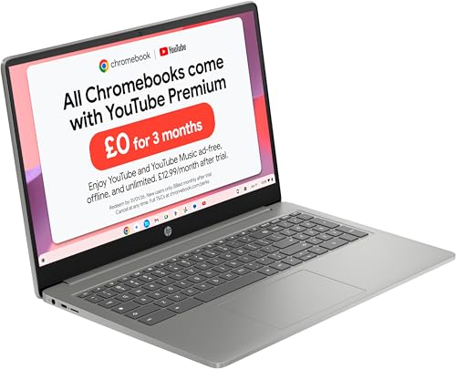 HP Chromebook 14" | Intel Processor N100 Processor| 4 GB RAM | 128 GB Flash Storage | Intel UHD Graphics | HD Display | Up to 12hrs battery | Chrome OS | Dual Speakers | Glacier Silver | 14a-nf0002sa