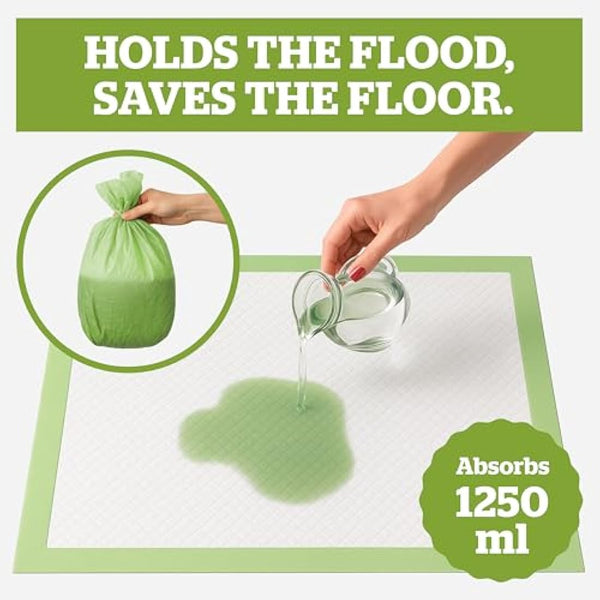 Pogi's Dog Training Pads with Sticky Tabs – Eco-Friendly, Odour Blocking & Super Absorbent – 40-Pack (60 × 60 cm)