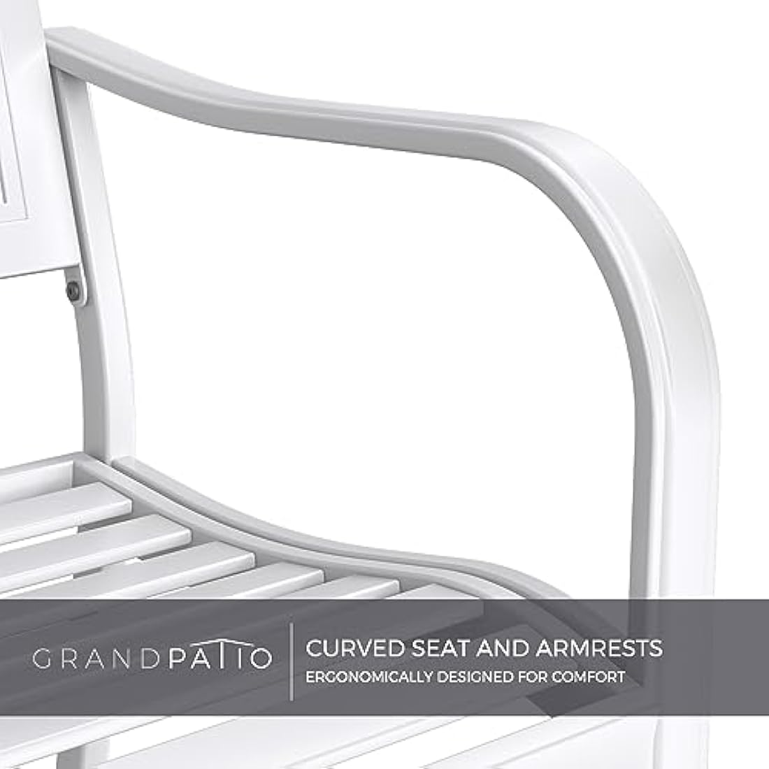 Grand patio Garden Bench, Outdoor Bench with 2-3 Seater, Rust Resistant, Stamped Pattern, Choice of Colours, Suitable for Indoor, Outdoor, Patio, Park (Modern, White)