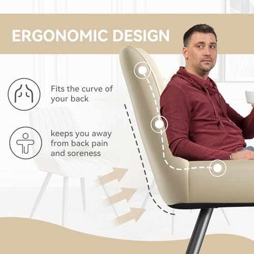 Hawthyhome Dining Chairs Set of 4 |Upholstered Chairs with 10cm Thick Seat Cushion •Upholstered Fabric Dining Chair •Kitchen Chair with Backrest •Modern Armchairs with Metal Legs •Dark Grey