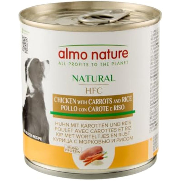almo nature HFC Wet Dog Food, Cuisine Chicken with Carrots and Rice, 280 g, Pack of 12, Transparent