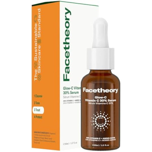 facetheory Glow-C Vitamin C 30% Serum (Unscented) - Pro-Strength Vitamin C Serum for Face - Skin Brightening, Firming & Anti Aging Serum (30 ml)