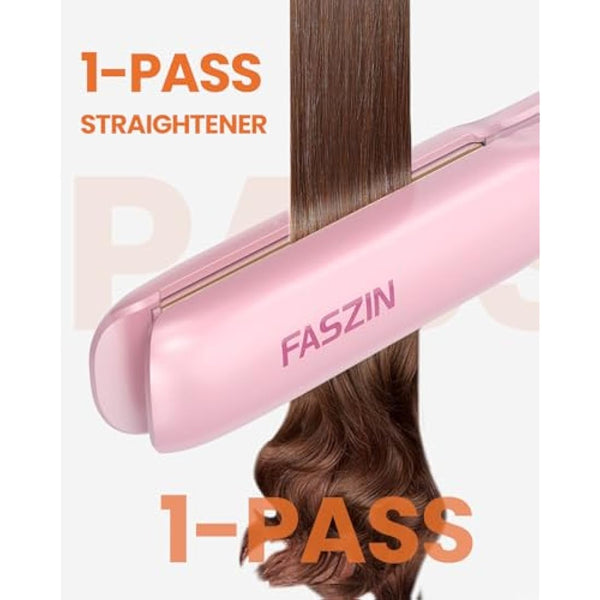 Faszin Hair Straighteners, Ionic Titanium Plate for Smooth Shiny Results, 20S Fast Heat Up Flat Iron, Clear LCD Display (Pink)
