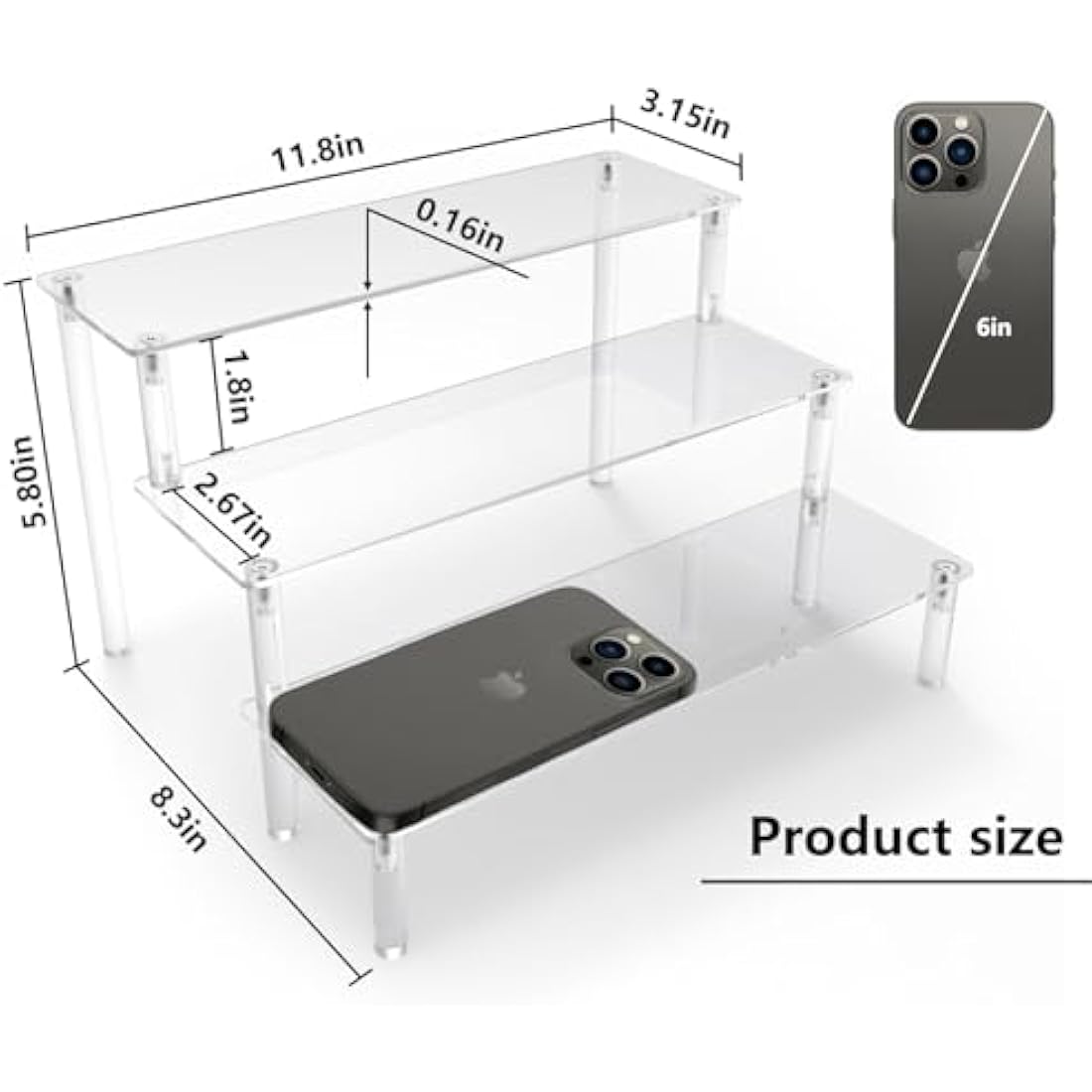 Acrylic Riser Clear Display Stand Cologne Organizer Acrylic Shelves 3 Tier Shelf for Amiibo Funko Figures Toys Cupcake Food Desserts Perfume Collection (3 PACKS)
