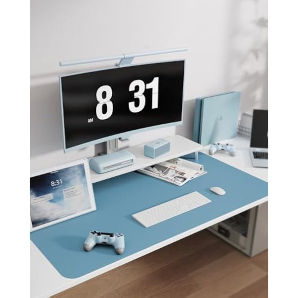 MOLMO Non-Slip Desk Mat, Waterproof Desk Pad Table Protector, Easy Clean Laptop Mat Large Mouse Pad Leather Writing Mat with Suede for Office /Home/Decor (Azure, 60 x 35 cm)