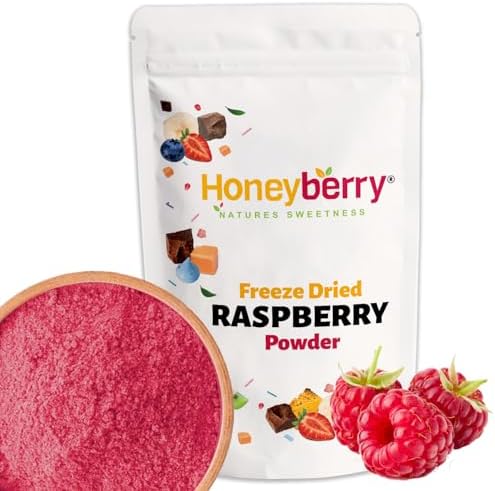 Freeze Dried Raspberry Powder 250g - Finely Milled Fruit Powder - 100% Pure and Natural, No Added Sugar or Preservatives Dehydrated Ground Raspberries for Baking, Smoothies, Desserts, Icing, Frosting
