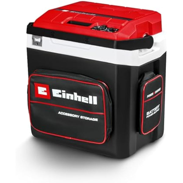 Einhell Battery-Powered Cool Box TE-COL 18/27 Li-Solo Power X-Change (18 V, 27 litres, for Cooling and Keeping Warm, Hybrid 12 V for Car, 230 V Power Connection, incl. Pockets, Without Battery)