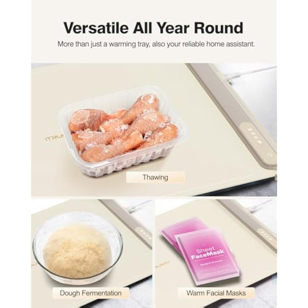 iTRUSOU Electric Warming Tray - Full Surface Heating Rollable PortableSilicone Heating Mat for Food, Temperature Adjustable,Auto Shut-Off - Versatile Food Warmer for Gatherings,Parties,Everyday Use