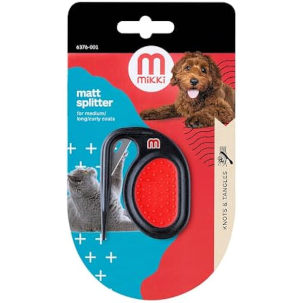 Mikki Dog, Puppy, Cat Matt Splitter - Dematting and Detangler Tool - Removes Knots and Matts