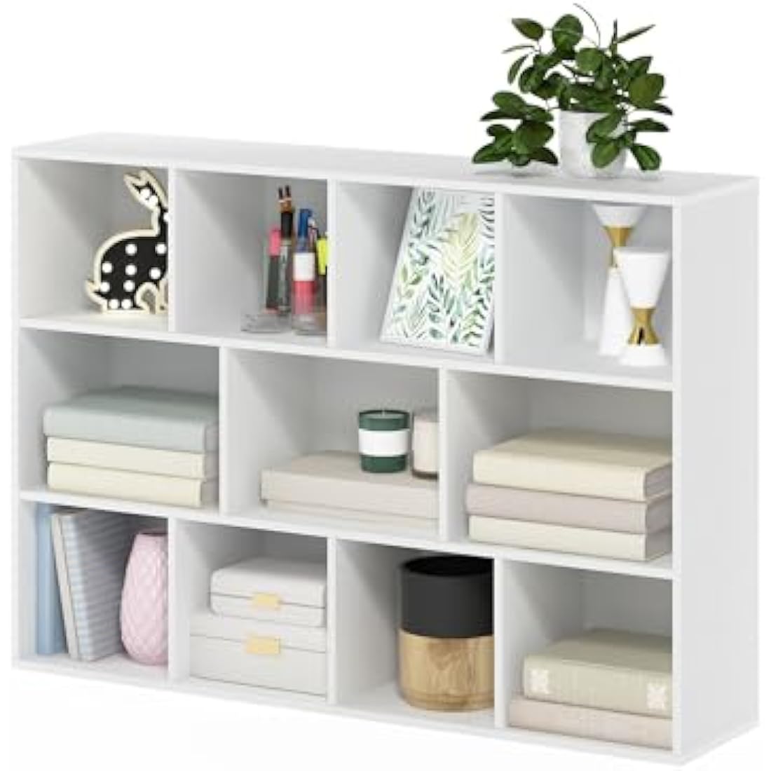 Furinno Luder 11-Cube Reversible Open Shelf Bookcase, White