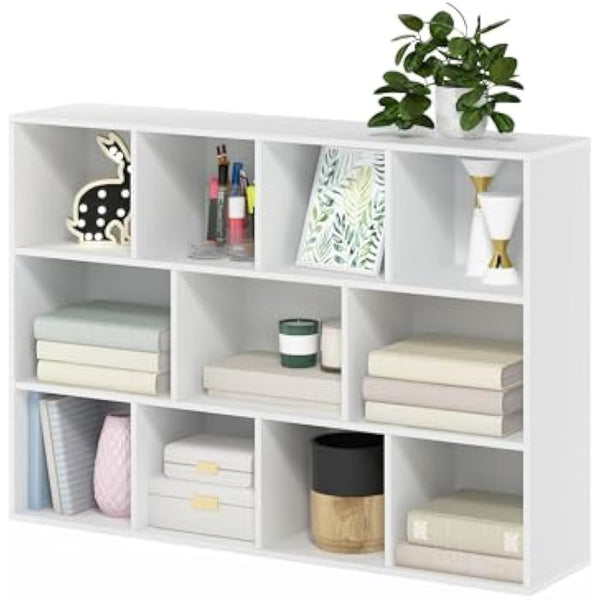 Furinno Luder 11-Cube Reversible Open Shelf Bookcase, White