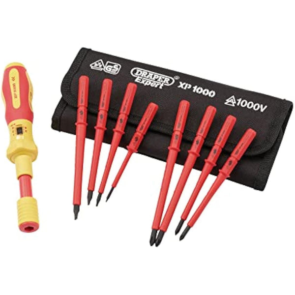 Draper XP1000 9 Piece Torque Screwdriver Set | VDE Dual Insulated Interchangeable Blade | Electrical Tool Driver Set | Hand Tools Set | 65372