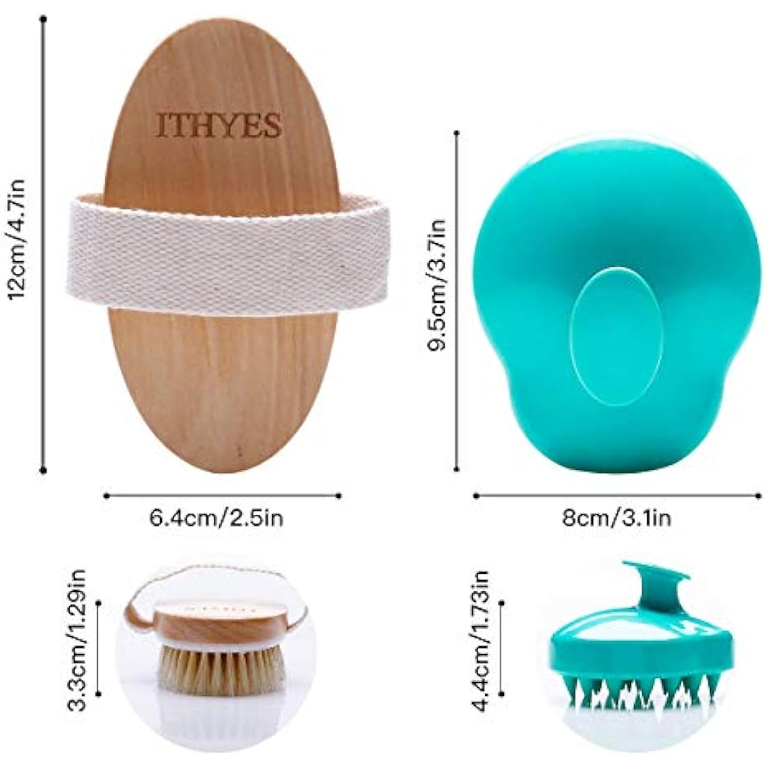 Shampoo Brush Bath Brush Kit Pack 2 of Hair Brush Silicon Scalp Massager and Dry Skin Body Brush Exfoliate Improve Blood Circulation for Daily Use or Gift