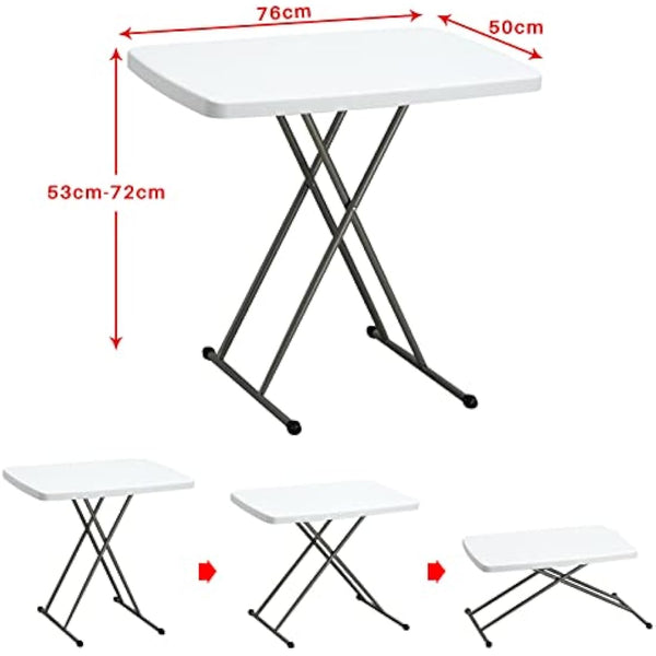 HollyHOME Small Folding Table 2.5FT/76cm Foldable Dining Table for Garden Patio Balcony Camping Portable Picnic Tables Height Adjustable Trestle Tables for BBQ Catering Party Kitchen Outdoor Indoor